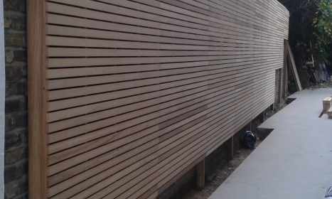 Bespoke Natural Iroko Slatted Fencing